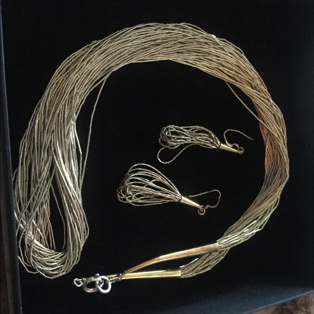 Sterling silver necklace and earrings